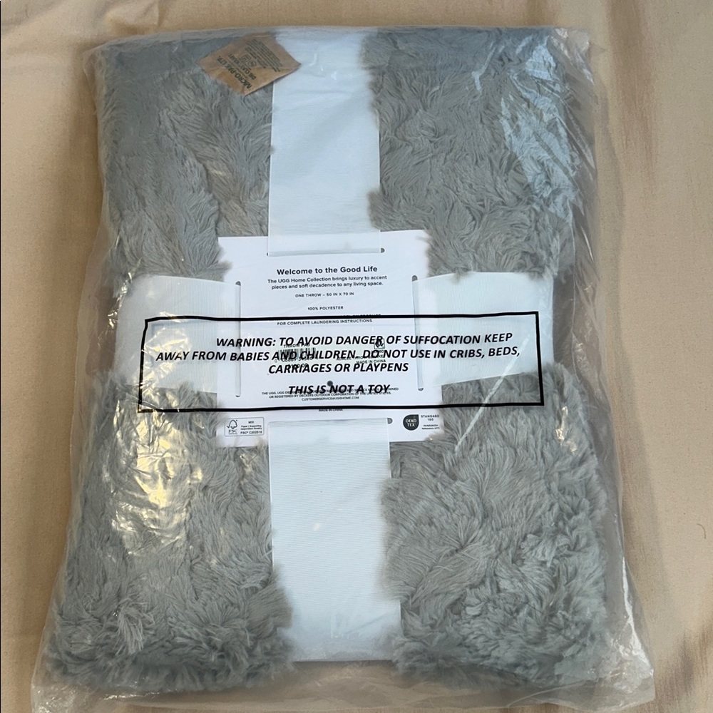 UGG Adalee Faux Fur Throw, 50" x 70" Seal Gray NWT - Picture 6 of 6